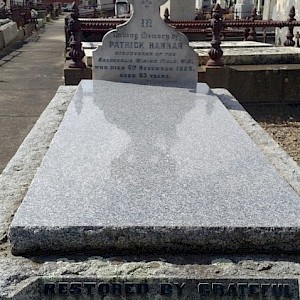 Paddy Hannan's place of rest in the Melbourne General Cemetery, Melbourne, Victoria, Australia